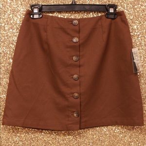 NWT Brown Button Down Skirt